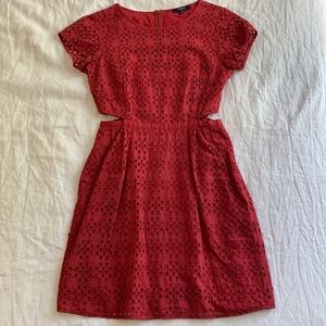 Madewell Eyelet Happening Cutout Dress Rustic Barn Red Size 0 With Pockets